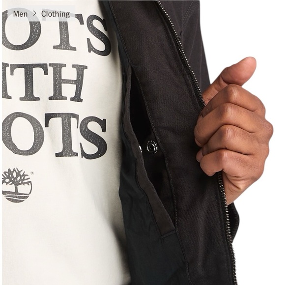 Timberland Stafford Washed Canvas Jacket Mens Black Corduroy Collar Small New - Picture 5 of 8